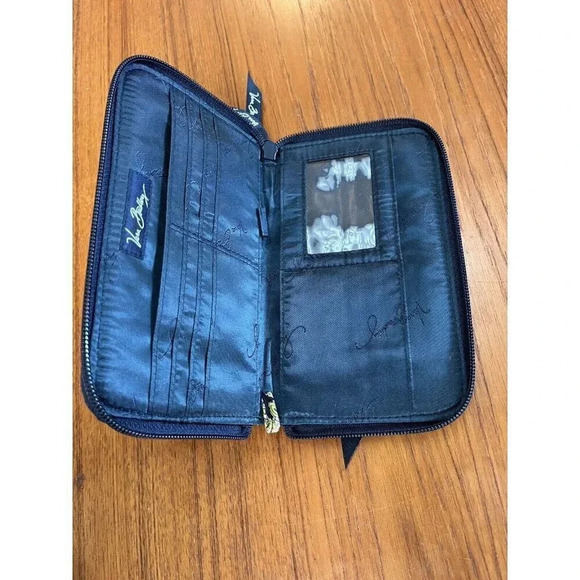 Vera Bradley Large Cambridge Zip Blue/Green Wallet 8 Inch Pristine Condition - Picture 5 of 7